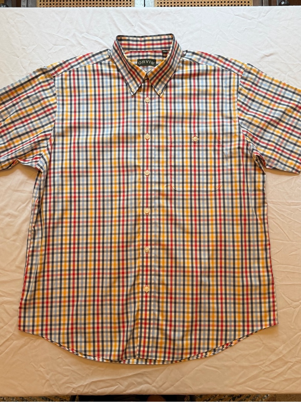 Orvis Multi-Color Plaid Short-Sleeve Button-Down Shirt
